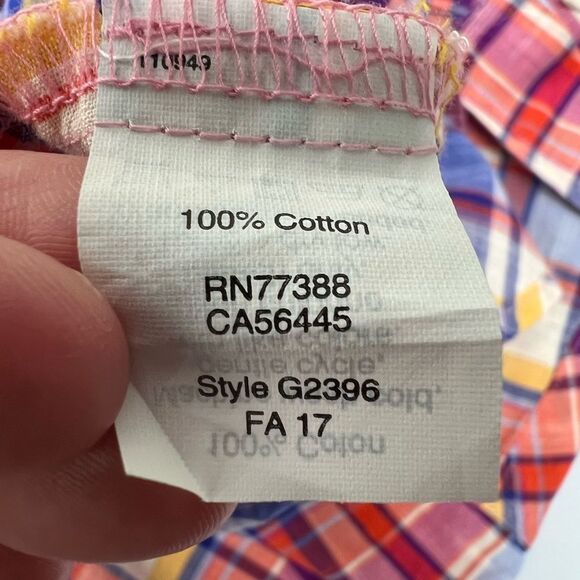 J Crew Factory Popover Red Pink Plaid Long Sleeve Blouse Boy Fit Womens Small - Picture 6 of 7